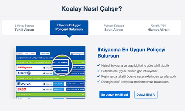 Koalay online sigorta sistemi